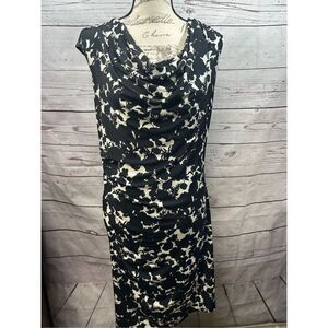 Coldwater Creek Womens Black White Floral Print  Sleeveless Sheath Dress Size 12